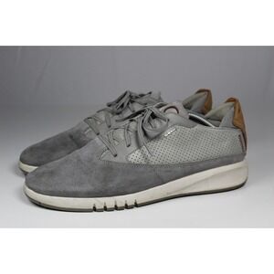 Geox Aerantis Mens US 11 Running Shoes Gray Suede Perforated Leather Sneakers